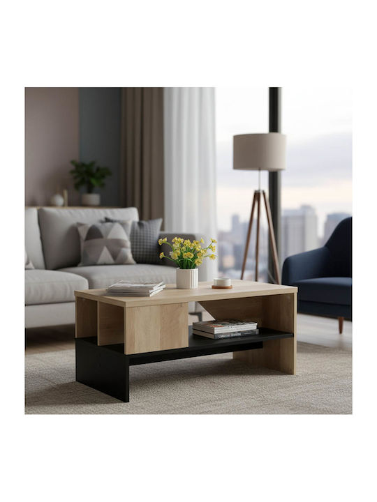 Rectangular Central Coffee Table Naya Wooden Natural / Anthracite W93xL46xH43cm