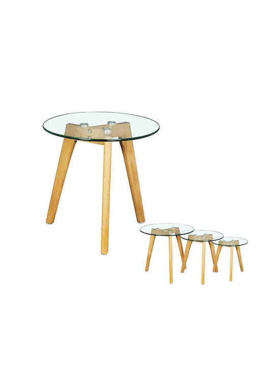 Round Side Coffee Table Target Made of Solid Wood Transparent W40xL40xH41cm E7745.2