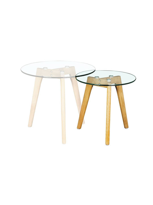Round Side Coffee Table Target Made of Solid Wood Transparent W40xL40xH41cm E7745.2