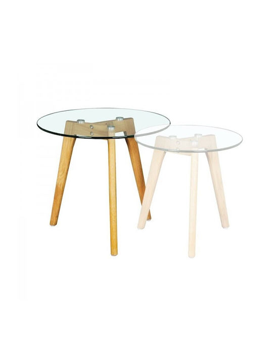 Round Side Coffee Table Target Made of Solid Wood Transparent W40xL40xH41cm E7745.2