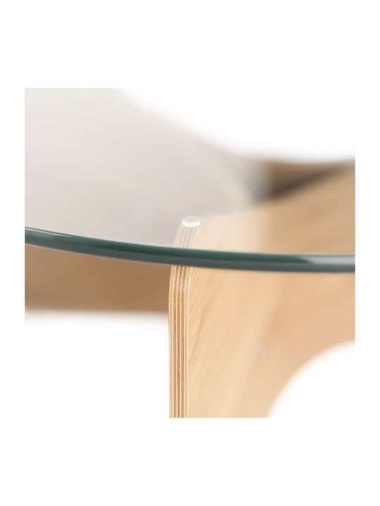 Rundes Zentral Kaffeetisch Madera Glas Beiges M84xL84xH38cm