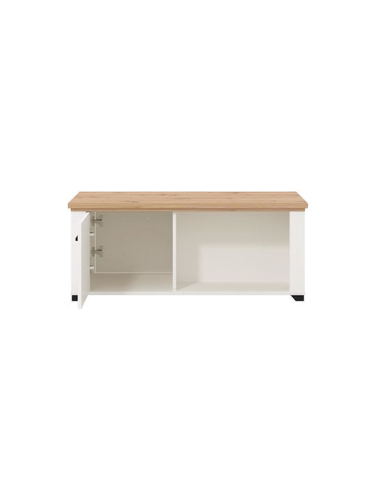 Rectangular Central Coffee Table Valencia Wooden with Drawers White / Artisan Oak M115xW55xH47.5cm