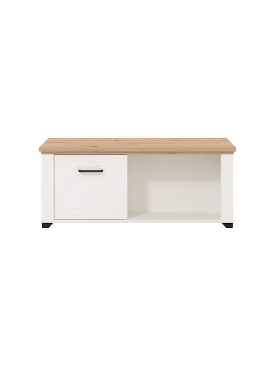 Rectangular Central Coffee Table Valencia Wooden with Drawers White / Artisan Oak M115xW55xH47.5cm