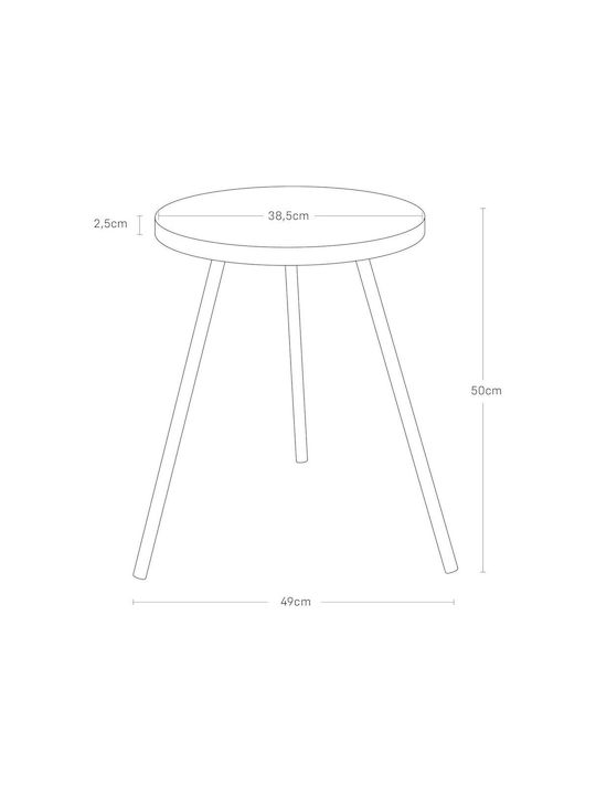 Rund Beistelltisch aus Massivholz Beige B48xT49xH50cm