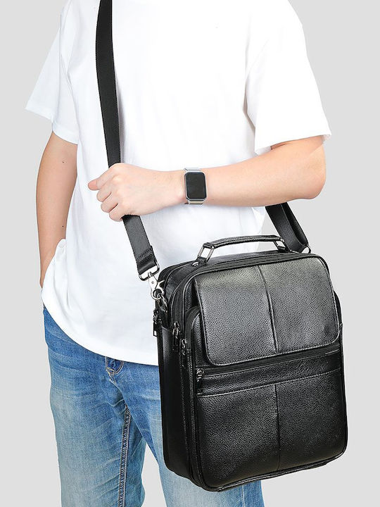 Herren Ledertasche Schulter / Crossbody Schwarz