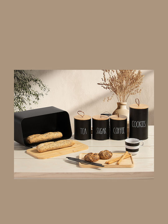 Nef-Nef Homeware Bread Basket with Lid Metallic Black 34.5x19x17cm