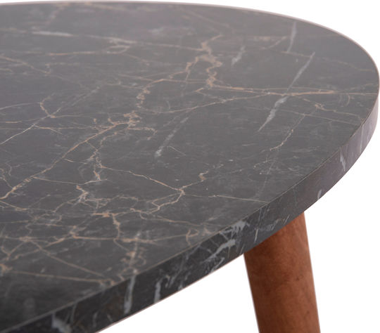Ovales Zentral Kaffeetisch Vital Holz Schwarz Marmor-Kirschbaum 90x50x42cm