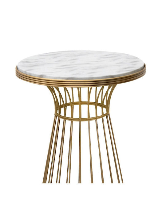 Round Side Coffee Table Tekosi Wooden Gold / White W35xL35xH58cm