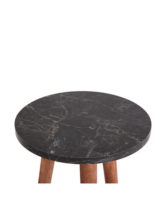 Oval Central Coffee Table Vital Wooden Black Marble-Walnut W90xD50xH42cm