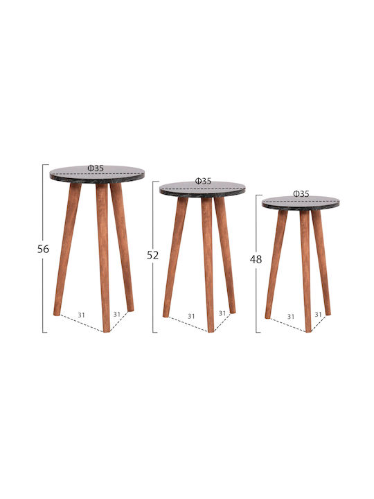 Oval Central Coffee Table Vital Wooden Black Marble-Walnut W90xD50xH42cm