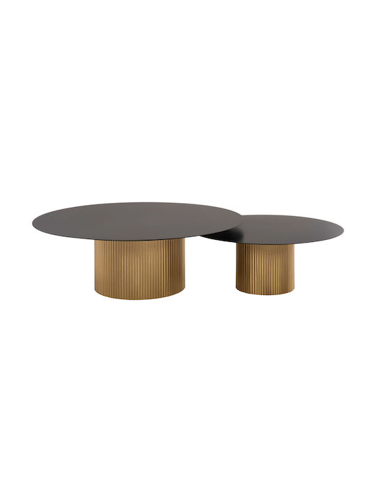 Rundes Zentral Kaffeetisch Clad Metall Gold & Schwarz M110xL110xH38cm