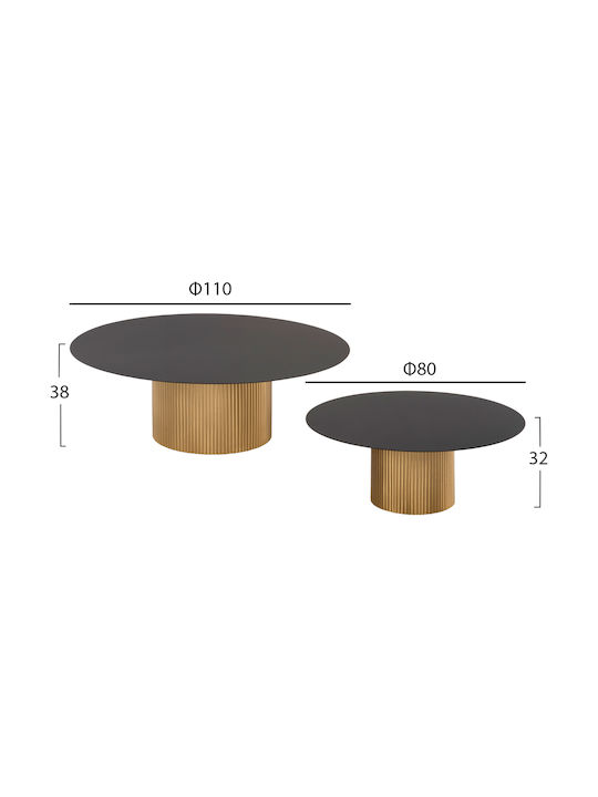 Rundes Zentral Kaffeetisch Clad Metall Gold & Schwarz M110xL110xH38cm