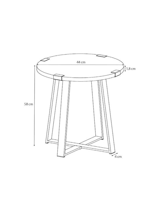Rundes Beistelltisch Pedro Holz Nussbaum - Anthrazit M44xB44xH58cm