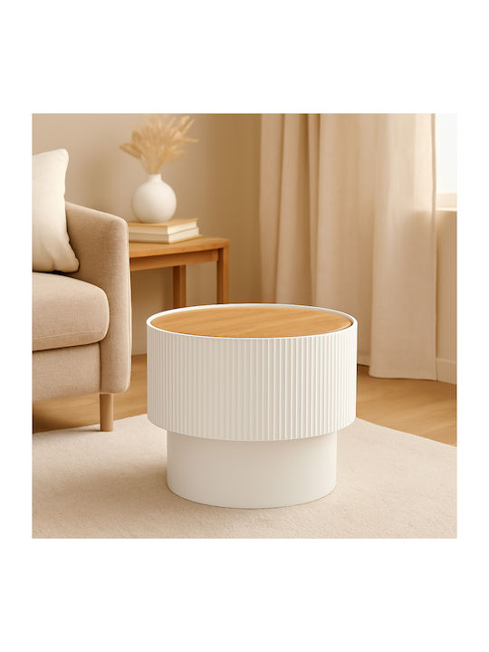 Round Side Coffee Table Enola Wooden White W38.5xL38.5xH35cm