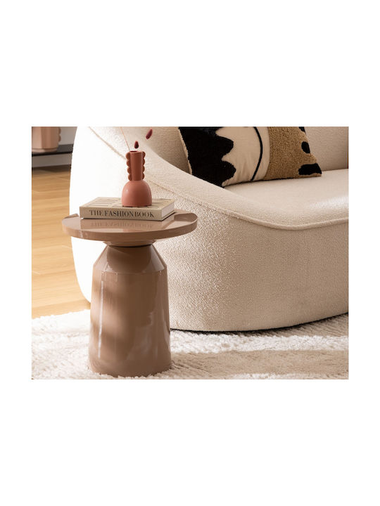 Round Side Metal Coffee Table Beige W38xL38xH44cm