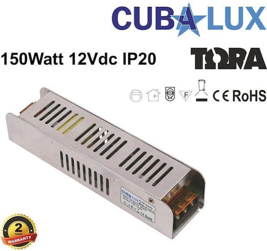 Cubalux Τροφοδοτικό LED IP20 Ισχύος 150W με Τάση Εξόδου 12V