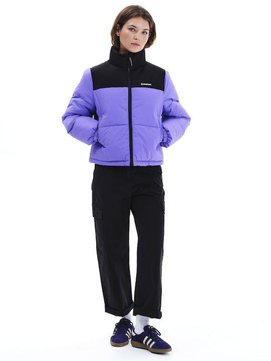 Scurtă Jachetă de femei Puffer Waterproof Violet/black