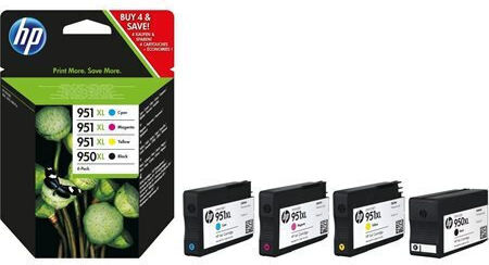 HP 950XL/951XL Original Paket mit 4 InkJet Druckerpatronen Gelb / Cyan / Magenta / Schwarz (C2P43AE)
