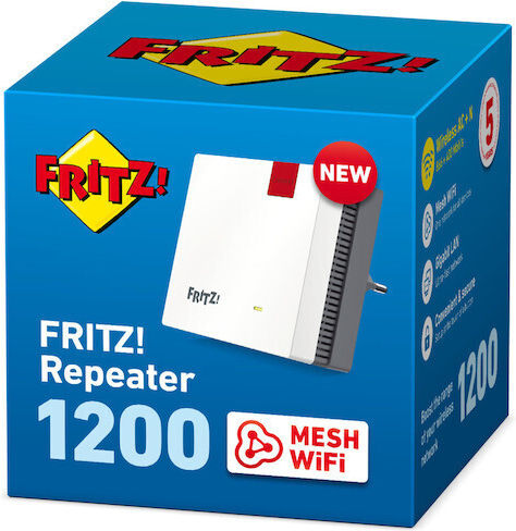 AVM Fritz!Repeater 1200 Mesh WiFi Extender Dualband (2,4 & 5 GHz) 1200Mbps
