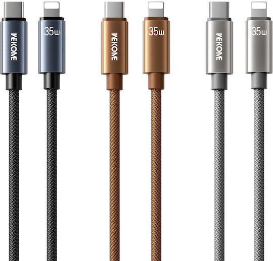 WK Wdc-65 Geflochten USB-C zu Lightning Kabel 35W Schwarz 1.2m