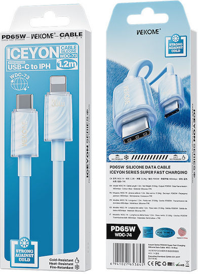 WK Wdc-73 USB-C zu Lightning Kabel 30W Blau 1.2m