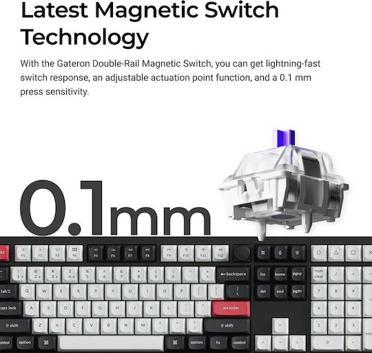 Keychron Q6 HE Fără fir Efect Hall Gaming Tastatură cu Custom Purple comutatoare și iluminare RGB (Engleză US)