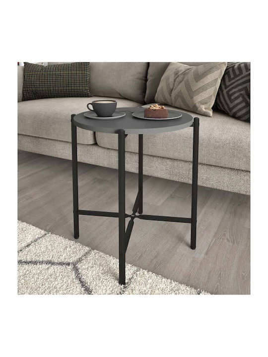 Round Side Table Nalda Wooden Anthracite 43x43x56.5 cm