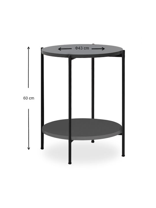 Round Side Table Nalda Wooden Anthracite 43x43x56.5 cm