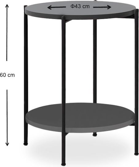 Round Side Table Nalda Wooden Anthracite 43x43x56.5 cm