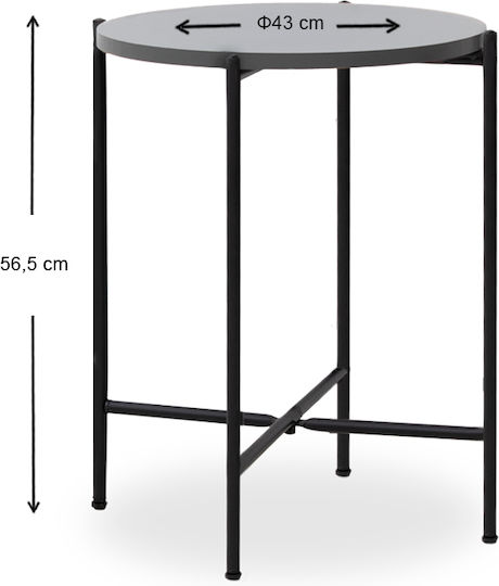 Round Side Table Nalda Wooden Anthracite 43x43x56.5 cm
