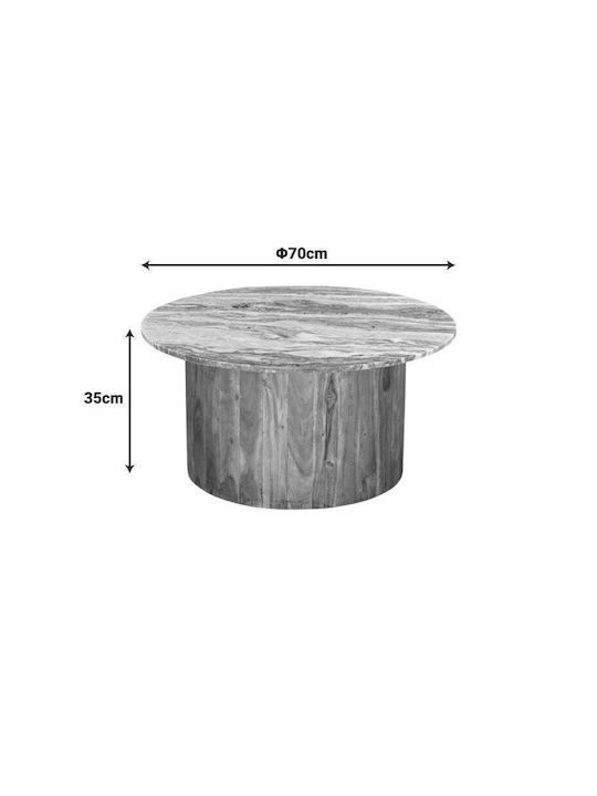 Rundes Beistelltisch Sergy aus Massivholz Natürliche Farbe M70xB70xH35cm