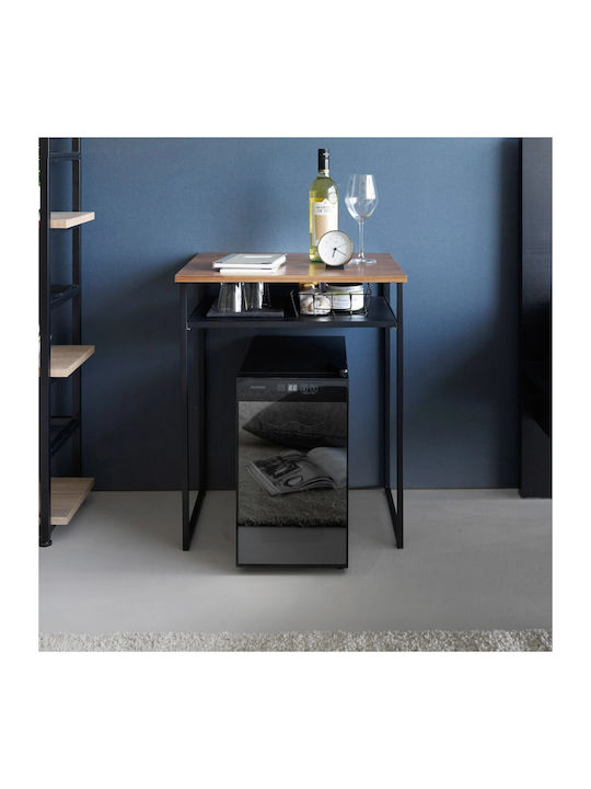 Rectangular Side Table Metal Black/brown L53xW45.2xH66cm.