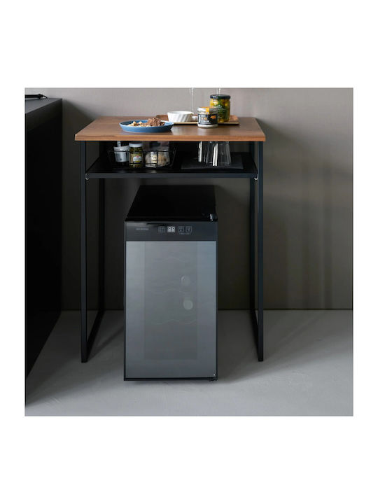 Rectangular Side Table Metal Black/brown L53xW45.2xH66cm.