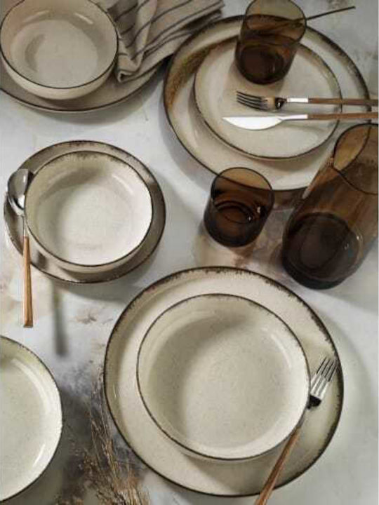Kutahya Porselen Geschirrset aus Porzellan Beige 54Stück