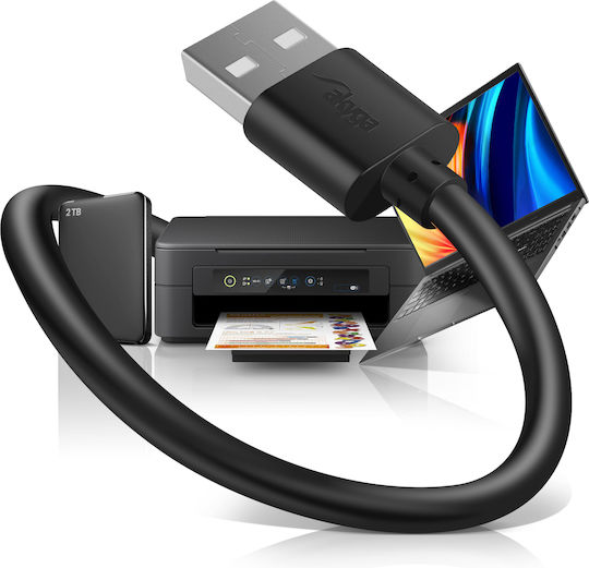 Akyga USB 2.0 Кабел USB-A мъжки - USB-A мъжки Черен 1.8м AK-USB-11