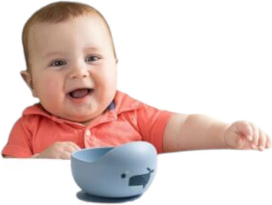 Queen Mother Baby Food Bowl Whale Made of Silicone Blue
