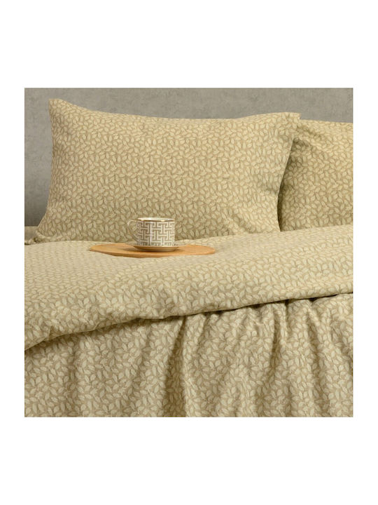 Melinen Sheet Sets Queen Flannel with Elastic 160x200+30cm. Elise Greige 4pcs
