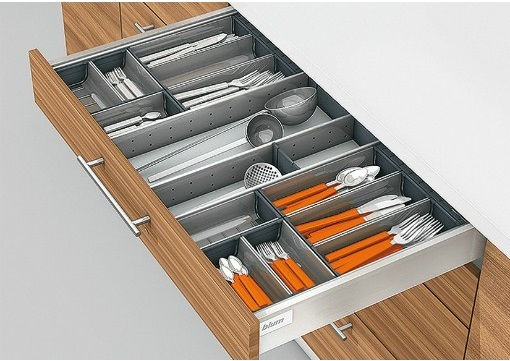 Blum Κουταλοθήκη Συρταριού Inox 120x48εκ. Ασημί