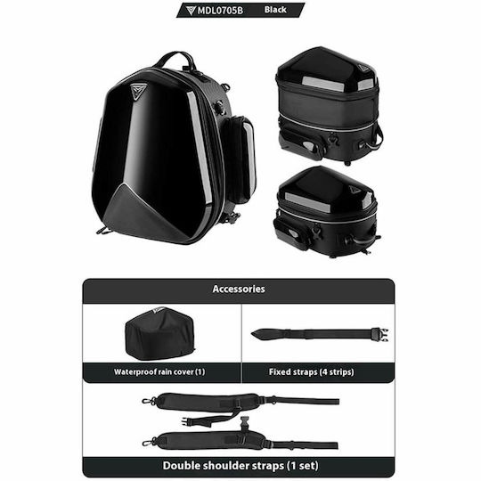 Motowolf Waterproof Motorcycle Tail Bag Black