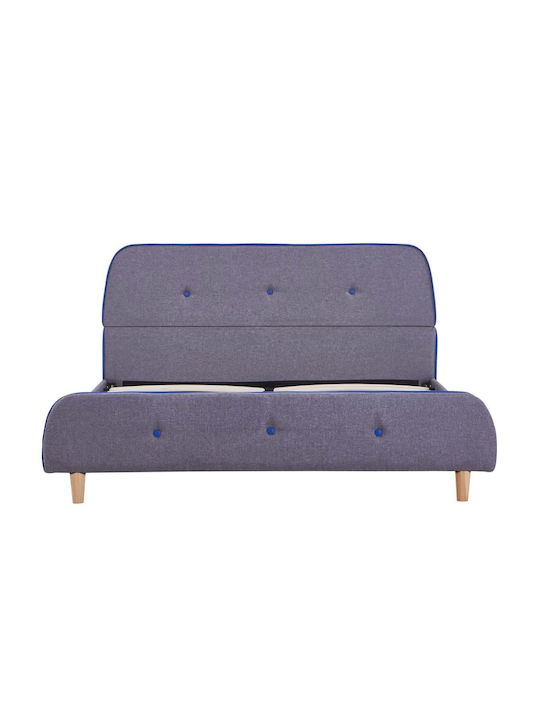 Double Bed Upholstered with Gray Fabric for Mattress 140x200cm