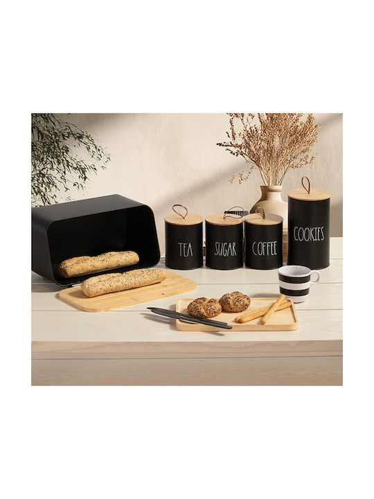 Nef-Nef Homeware Tea Time Vase for Tea with Lid Metallic Black 10.4x10.4x13cm