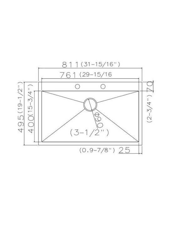 Asil AS 248 Ισόπεδος Νεροχύτης Inox Σατινέ Μ81.1xΠ49.5cm Ασημί