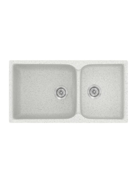 Sanitec Classic Drop-In Spüle Links aus Verbundgranulat B92xT51cm Granite Grey