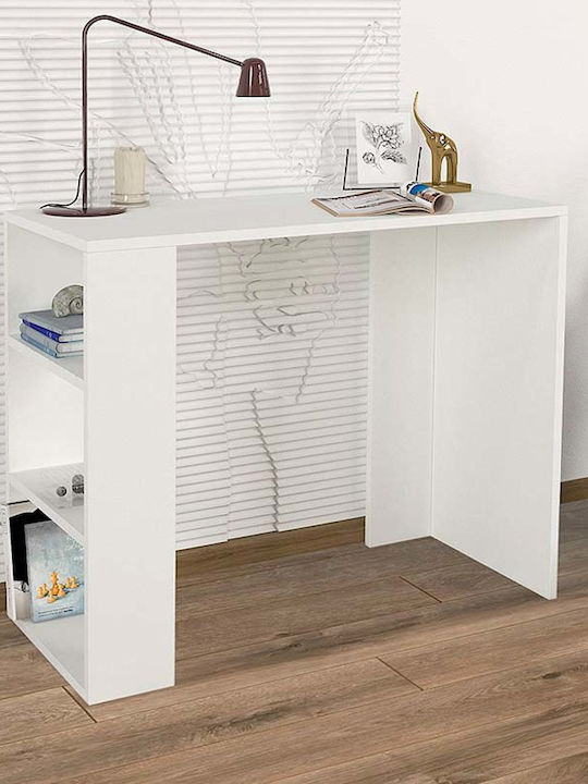 Desk Netenia Wooden with Bookshelf White 90x40x74cm