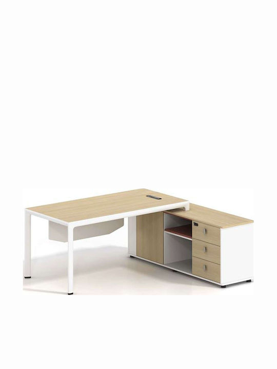 Corner Desk Thesis Wooden White / Natural 160x160x75cm