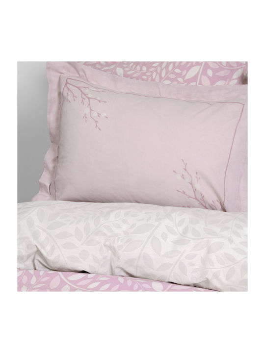 Nima Sheet Sets Queen with Elastic 160x200+32cm. Frozen Pink, Grey 4pcs