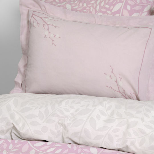 Nima Sheet Sets Queen with Elastic 160x200+32cm. Frozen Pink, Grey 4pcs