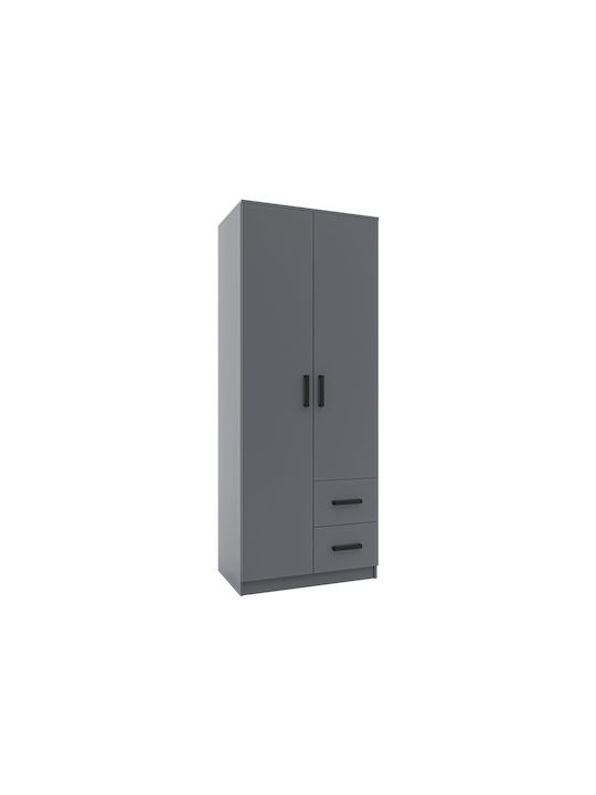 Double Door Wardrobe Simple Graphite 80x52x205cm