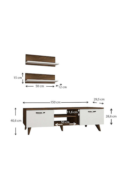 Colin Living Room TV Unit Walnut L150xW30xH40.6cm