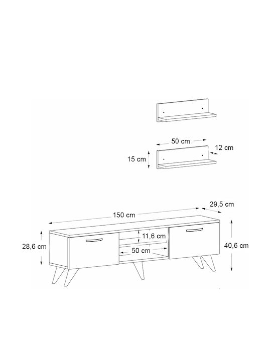 Colin Living Room TV Unit Walnut L150xW30xH40.6cm